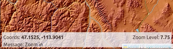 MineCache Webmap – gold claim viewer – zoom level indicator – current level 7.75